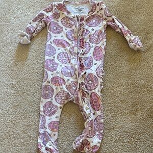 Caden Lane Pink and Purple Donut Print Footie